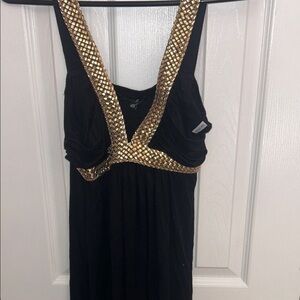 Urban Behavior Black Dress with Gold Detailing